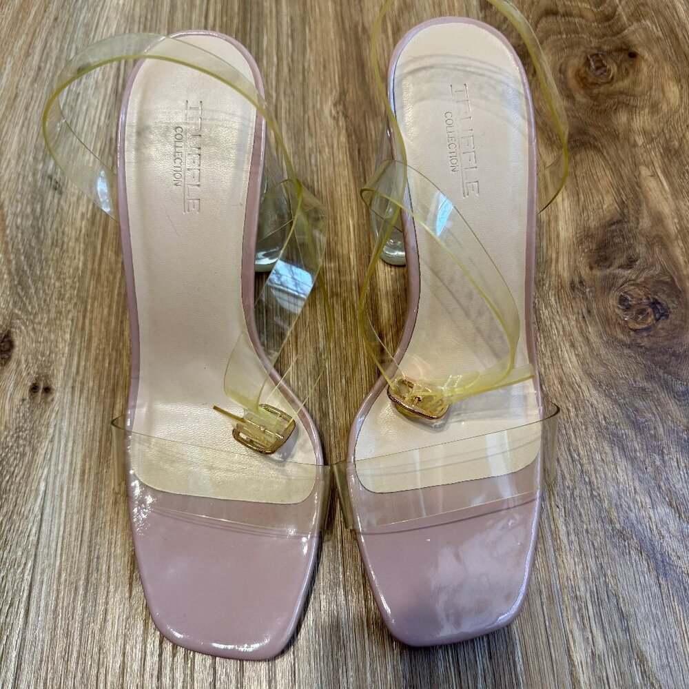 Truffle Collection Clear Strap Block Heels – Size 38 (Fits Like US 7.5) – EUC